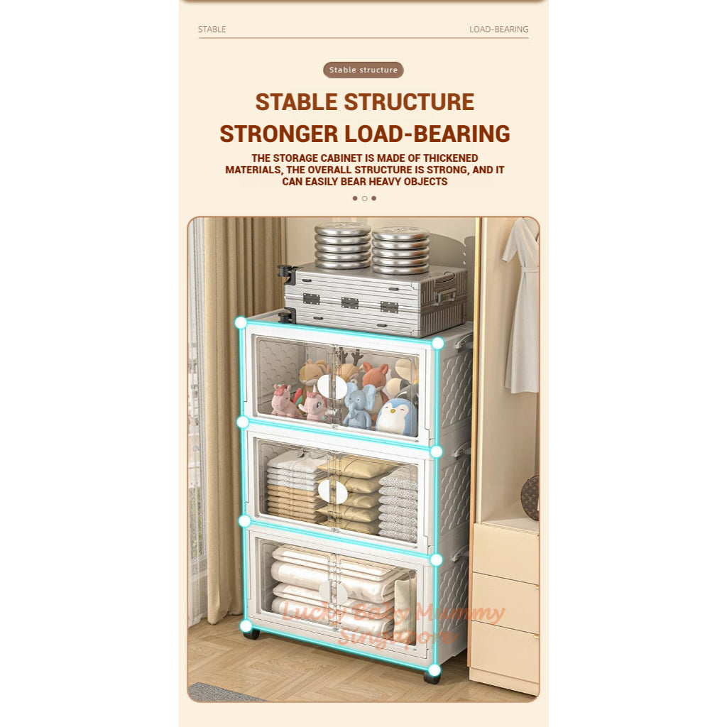 Installation Free Foldable Storage Cabinet with Wheels
