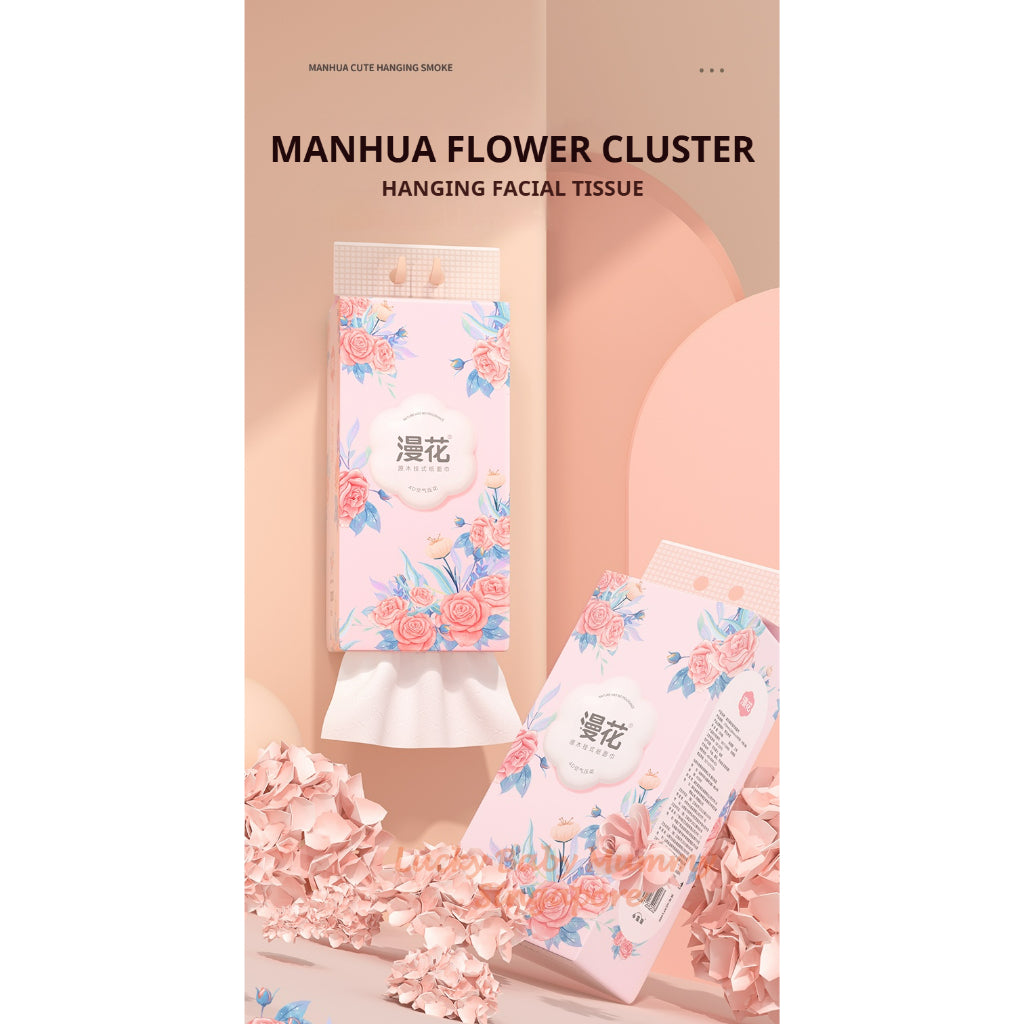 【10 Packs/Box】ManHua Pink Flower Hanging Paper Towel