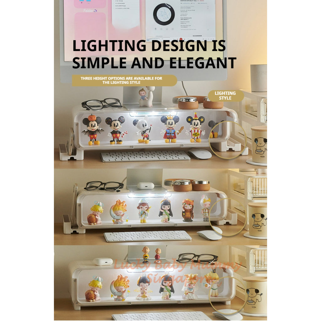 Monitor Heightening Stand with Drawer Storage/LED Display Blindbox Desktop Organizer Storage Rack