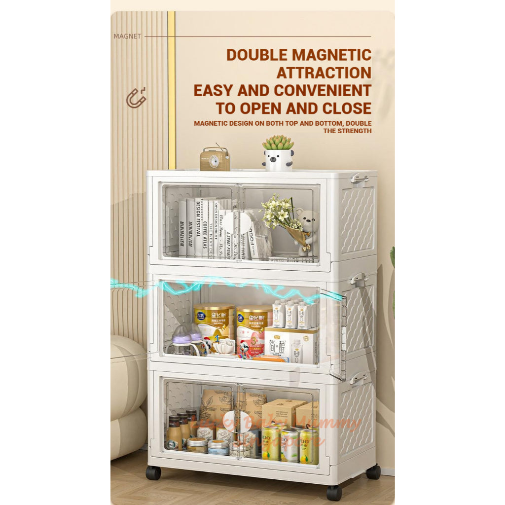 Installation Free Foldable Storage Cabinet with Wheels