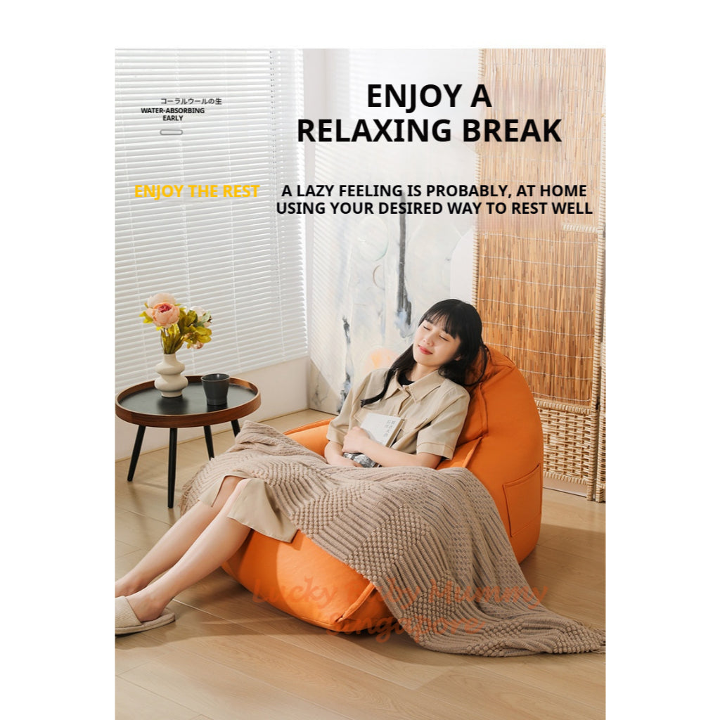 S10 Triangle Lazy Bean Bag Modern Sofa Chair –  Lounger Seat for Living Room & Bedroom Waterproof PU Leather