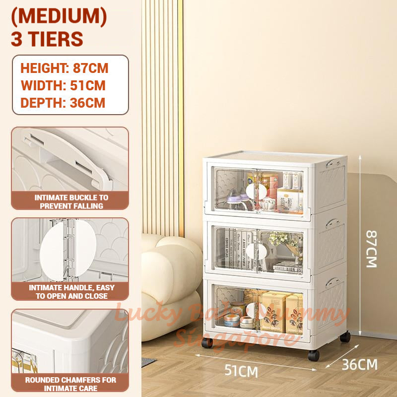 Installation Free Foldable Storage Cabinet with Wheels
