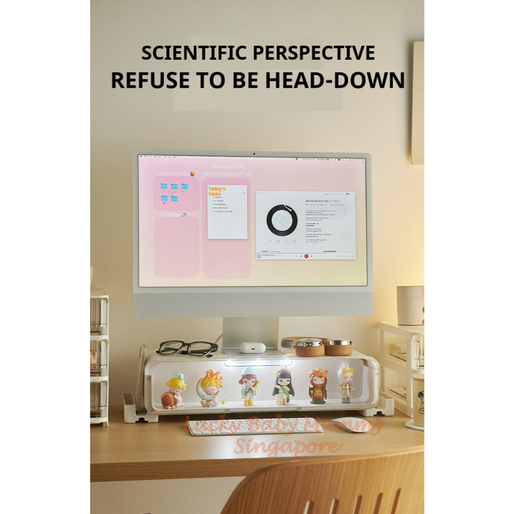 Monitor Heightening Stand with Drawer Storage/LED Display Blindbox Desktop Organizer Storage Rack