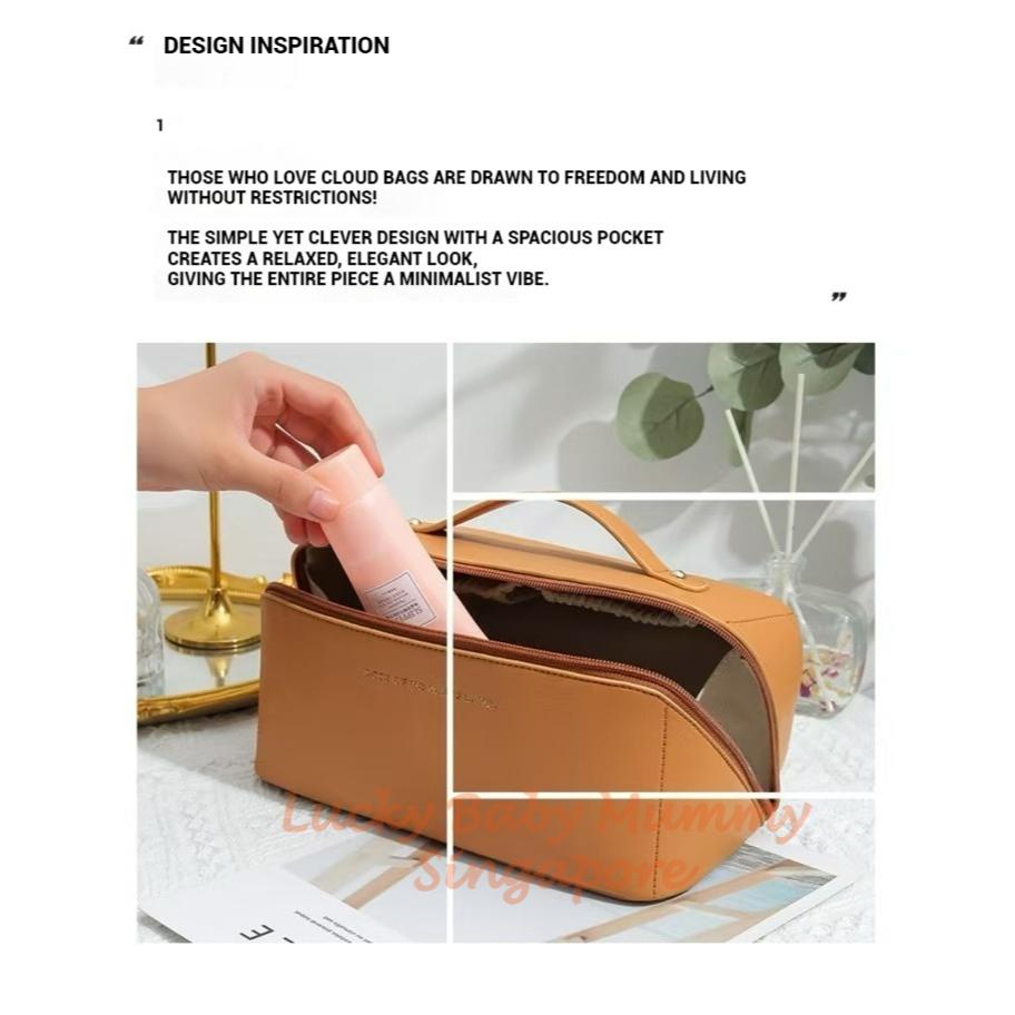 Handheld Cosmetic Storage Bag/INS-style Premium PU Makeup Bag/Large Capacity Travel Storage Bag