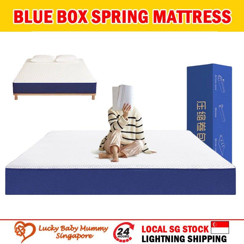 20cm Thick Roll-Up Blue Box Spring Medium Hardness Mattress with Pocket Springs/Premium Compressed Latex Mattress