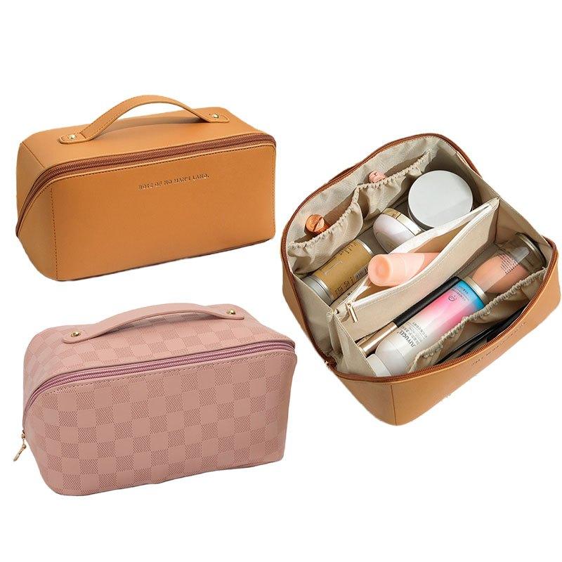 Handheld Cosmetic Storage Bag/INS-style Premium PU Makeup Bag/Large Capacity Travel Storage Bag