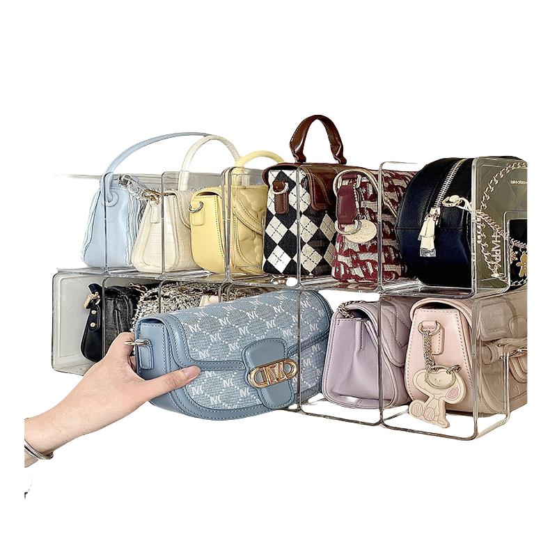 Acrylic Bag Divided Storage Box / Wardrobe Organizer Handbag Organizer Rack / Multi Functional Divided Storage Box