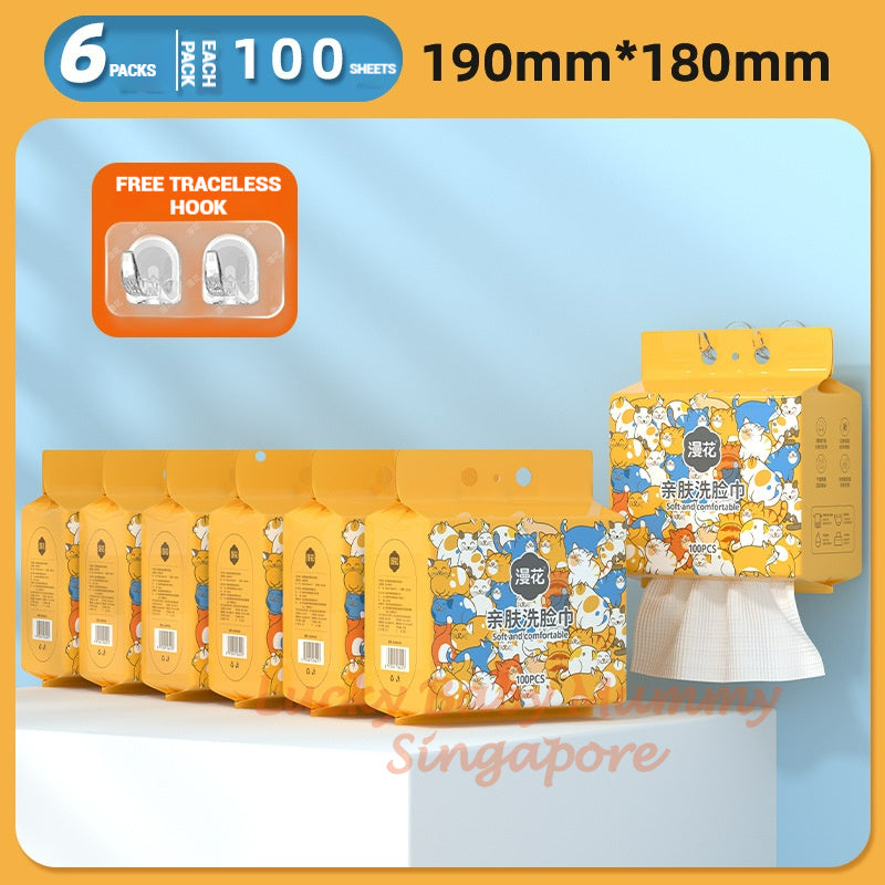 ManHua Hanging Facial Towel 100PCS / 75G High Density Thick Face Cloth / Soft Skin-Friendly Wipes
