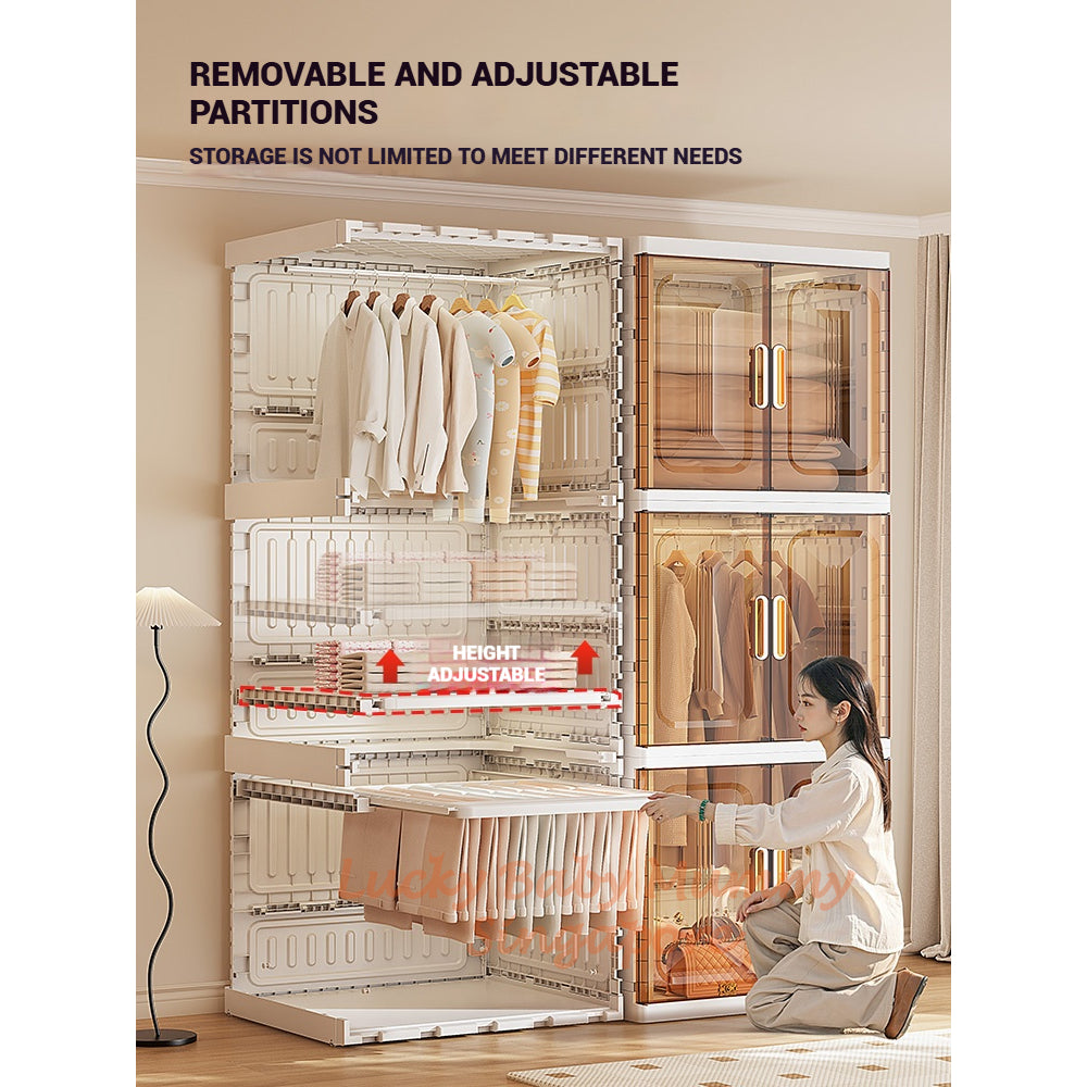 Foldable Large Wardrobe Cabinet with Adjustable Shelves