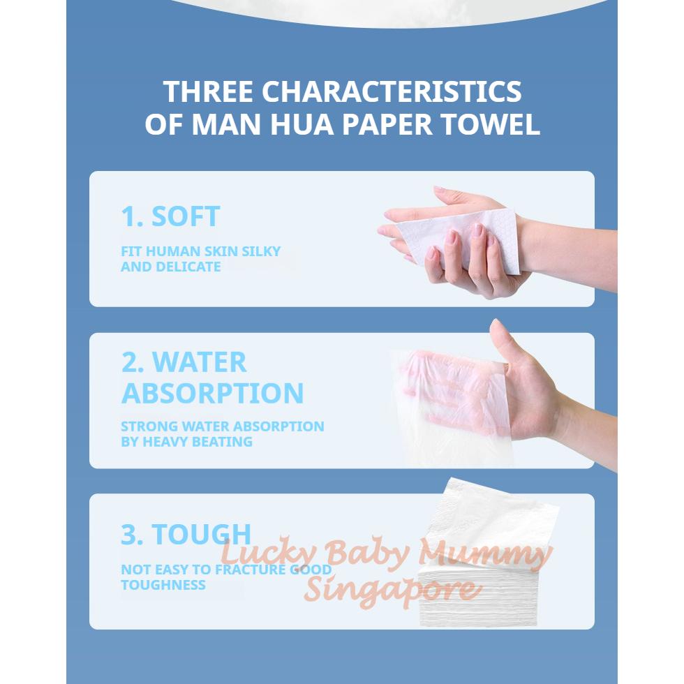 ManHua Blue Series 5-Ply 400 Sheets/Pack Thick Facial Tissue / Soft Tissue Paper / Travel Essential