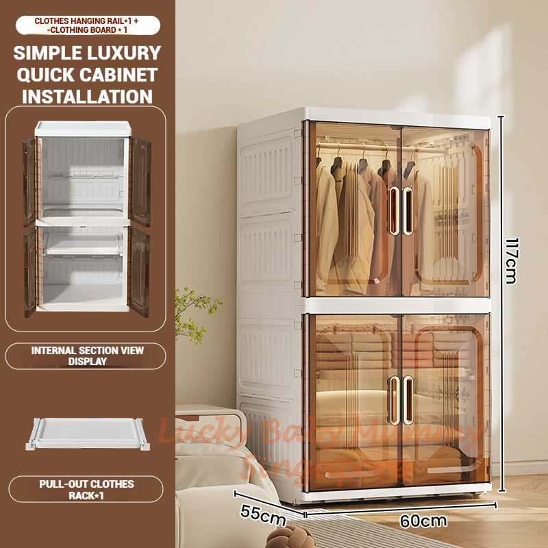 Foldable Large Wardrobe Cabinet with Adjustable Shelves
