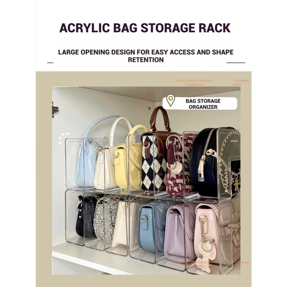 Acrylic Bag Divided Storage Box / Wardrobe Organizer Handbag Organizer Rack / Multi Functional Divided Storage Box