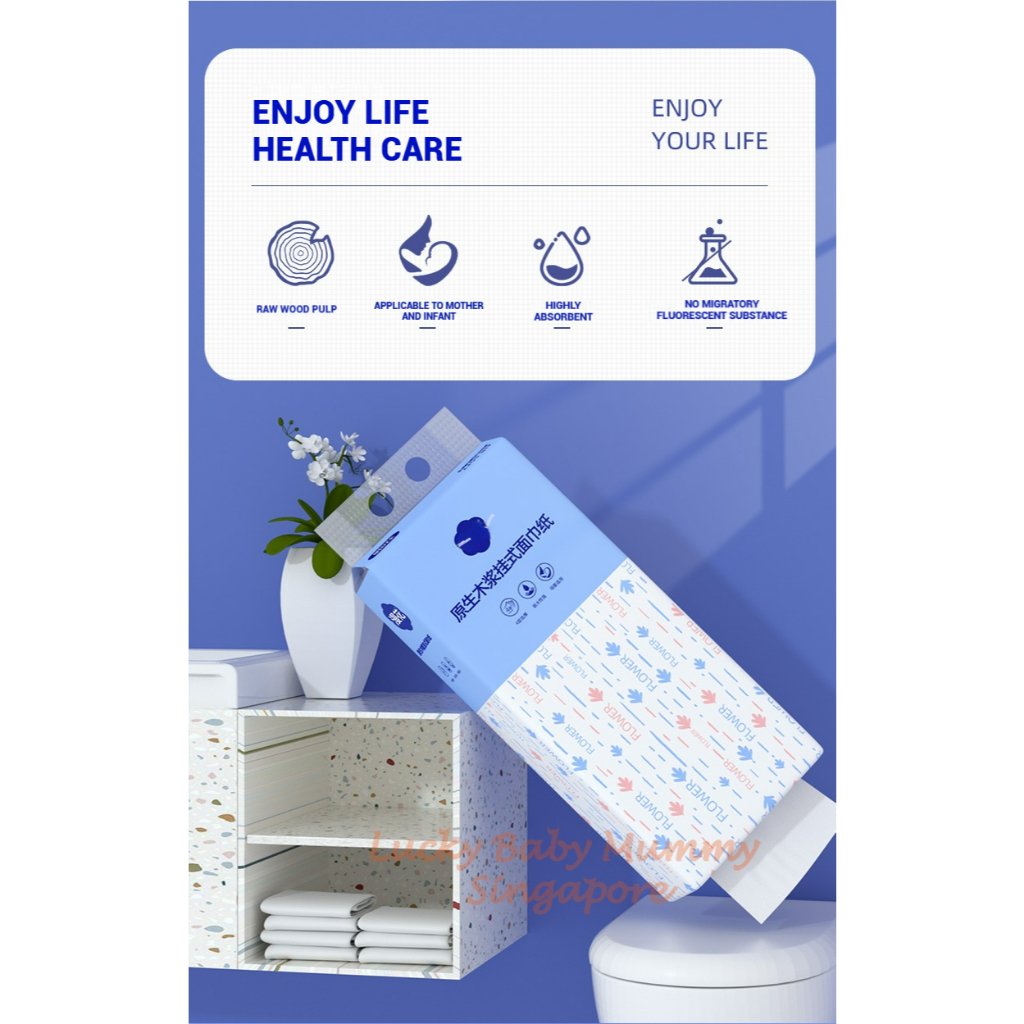 【6 Packs/Box】ManHua Blue Series 4-Ply 1280 Sheets Tissue Paper / Hanging Paper Towel / Hangable Napkin