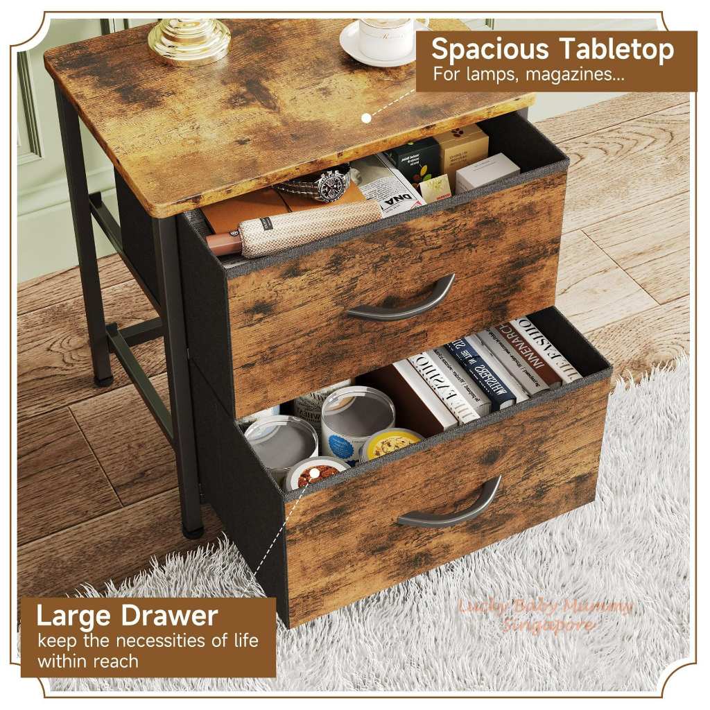 Fabric Drawer Side Table