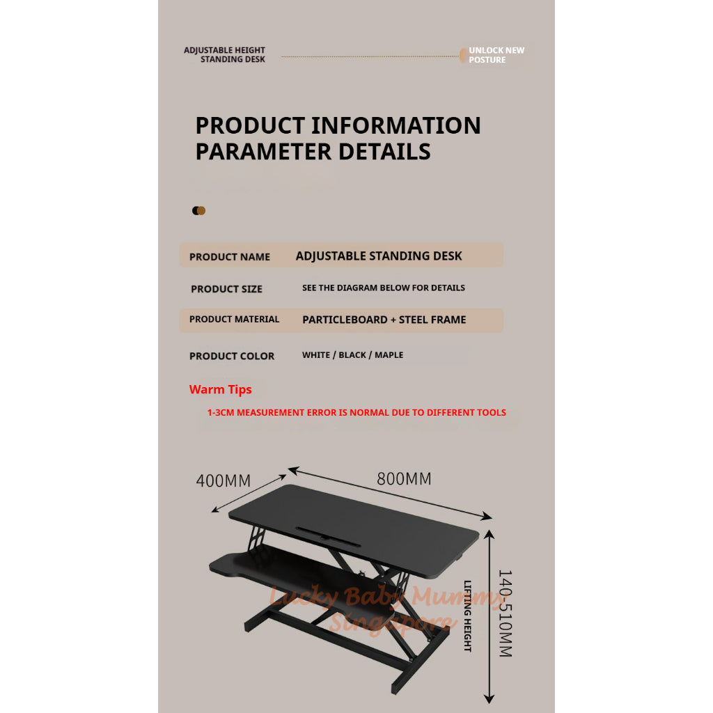 Dual Layer Desktop Lifting Table /Height Adjustable Standing Desk Riser for Monitor, Laptop