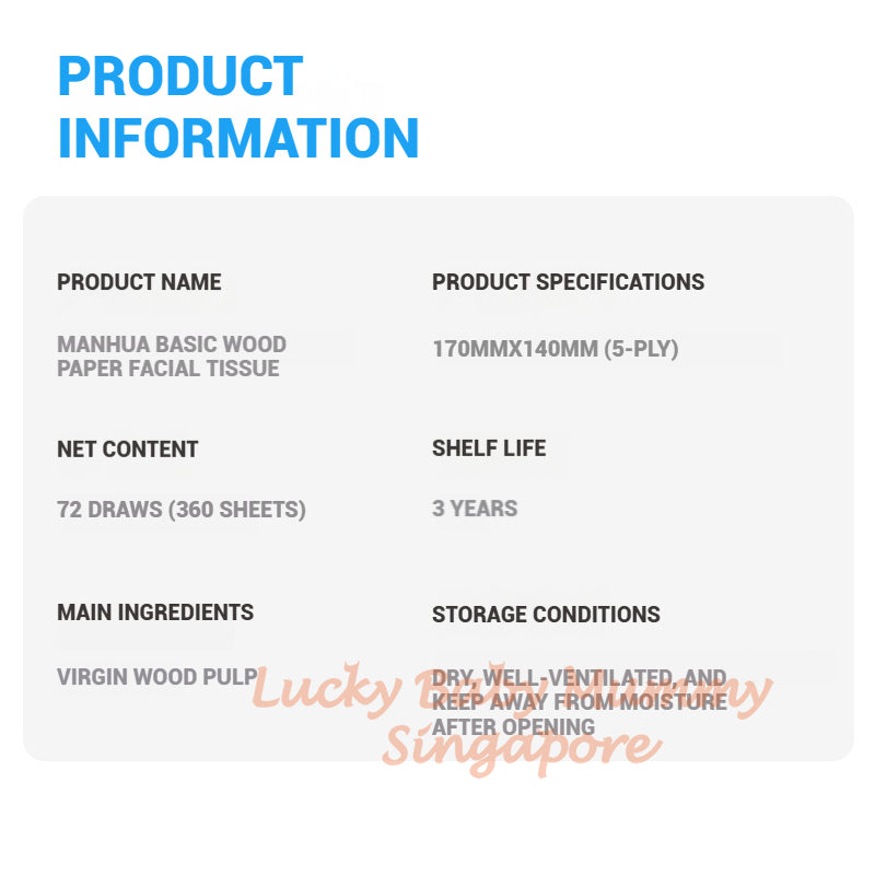 【24 Packs/Box】 ManHua Wood Pulp Drawing Tissue 5-ply 360sheets