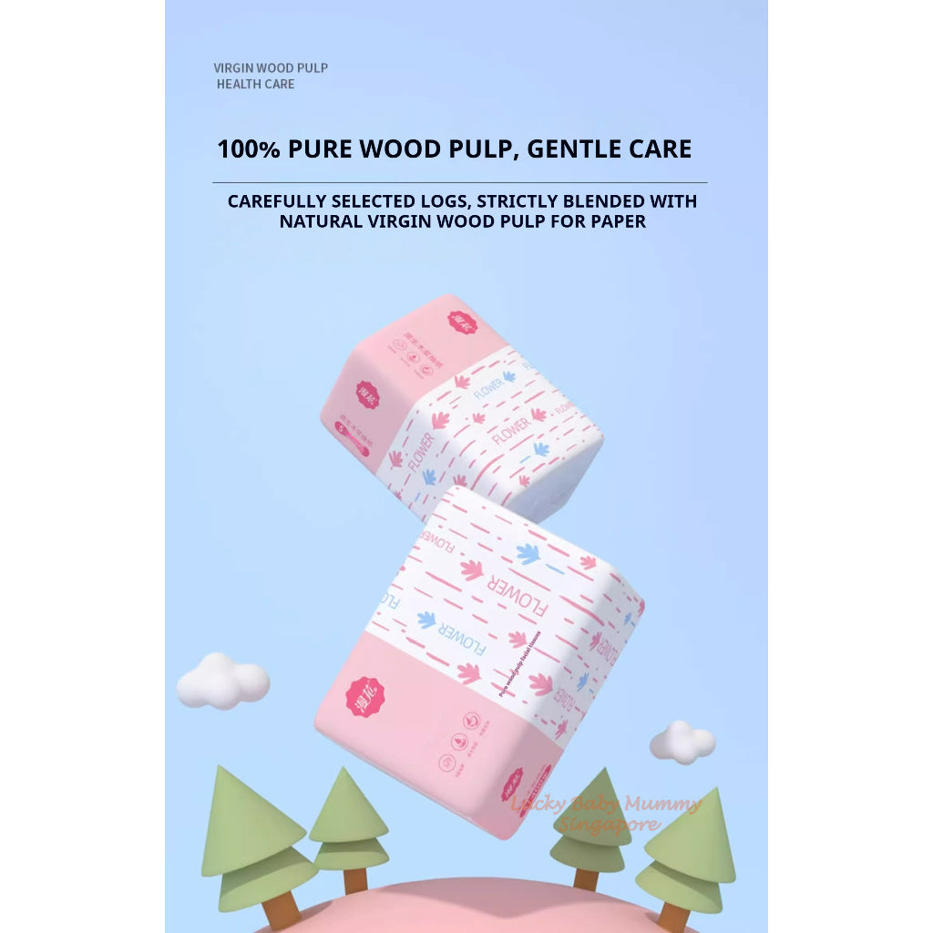 【30 Packs/Box】ManHua Pink Drawing Tissue 5-Ply 400 Sheets/Pack Thick Soft Facial Tissue
