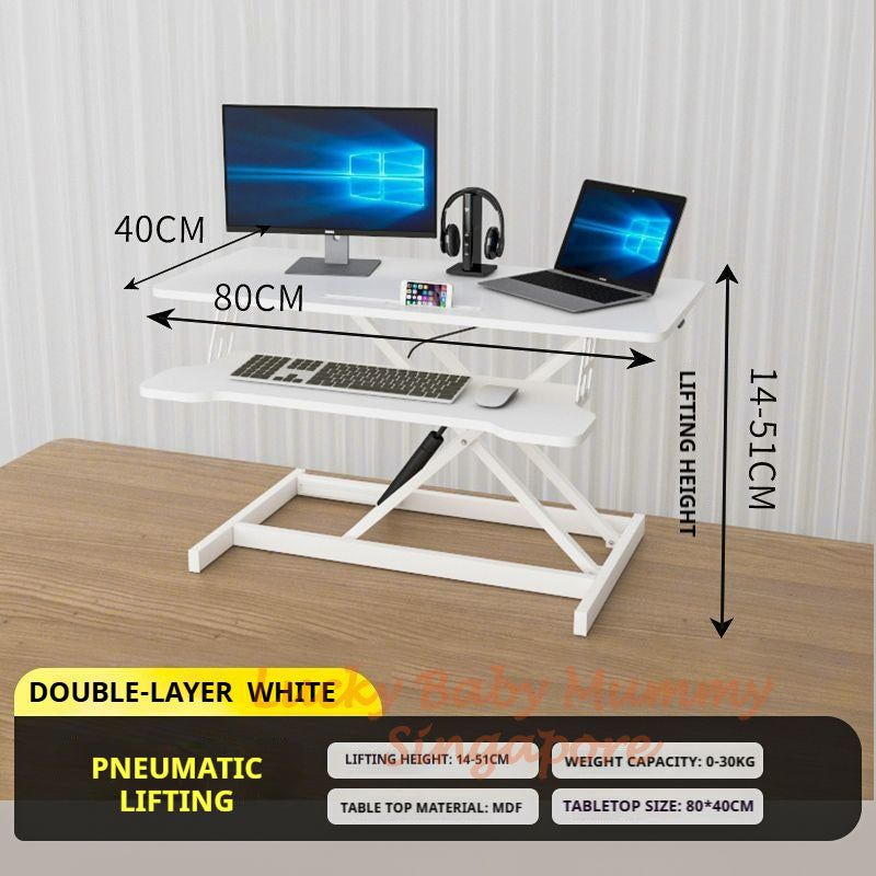 Dual Layer Desktop Lifting Table /Height Adjustable Standing Desk Riser for Monitor, Laptop