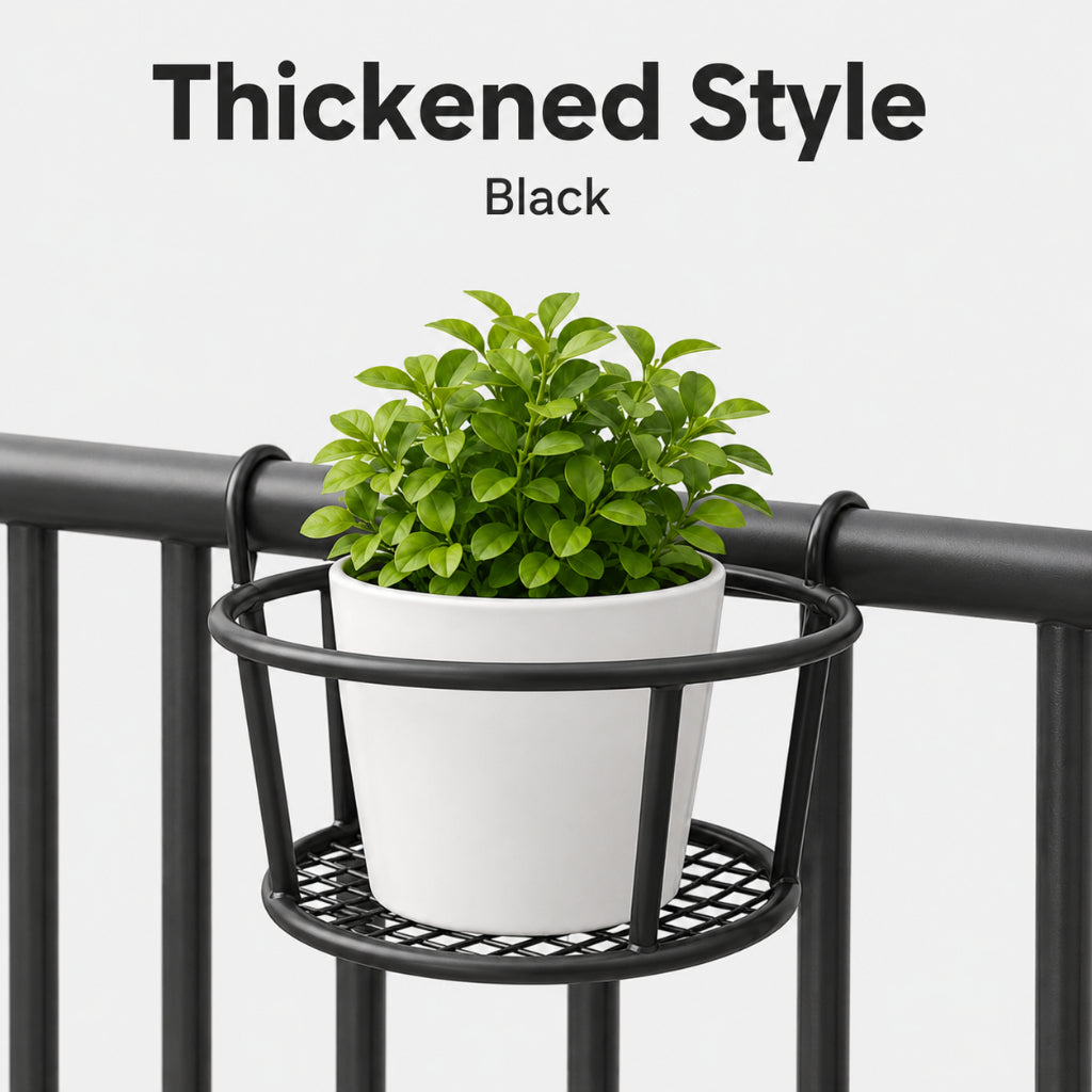 Balcony Railing Plant Rack - Thick Black 3pcs