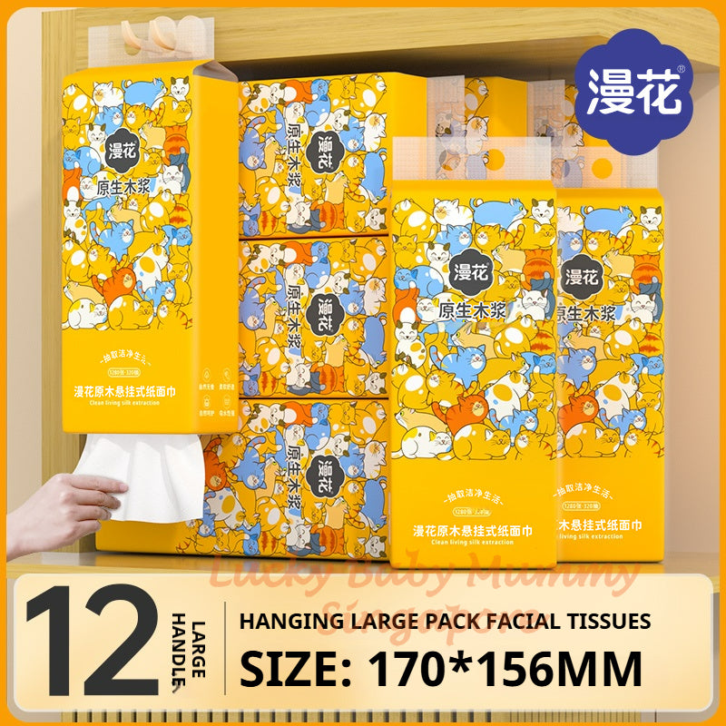 【6 Packs/Box】ManHua Cat 4-Ply 1280 Sheets Drawing Tissue / Large Hanging Paper Towel