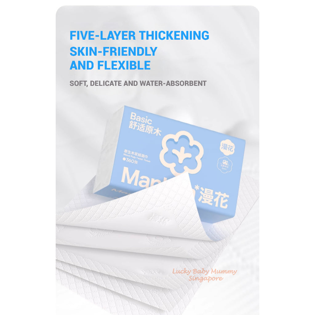 【24 Packs/Box】 ManHua Wood Pulp Drawing Tissue 5-ply 360sheets