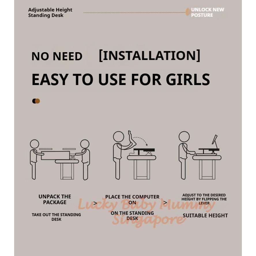 Dual Layer Desktop Lifting Table /Height Adjustable Standing Desk Riser for Monitor, Laptop