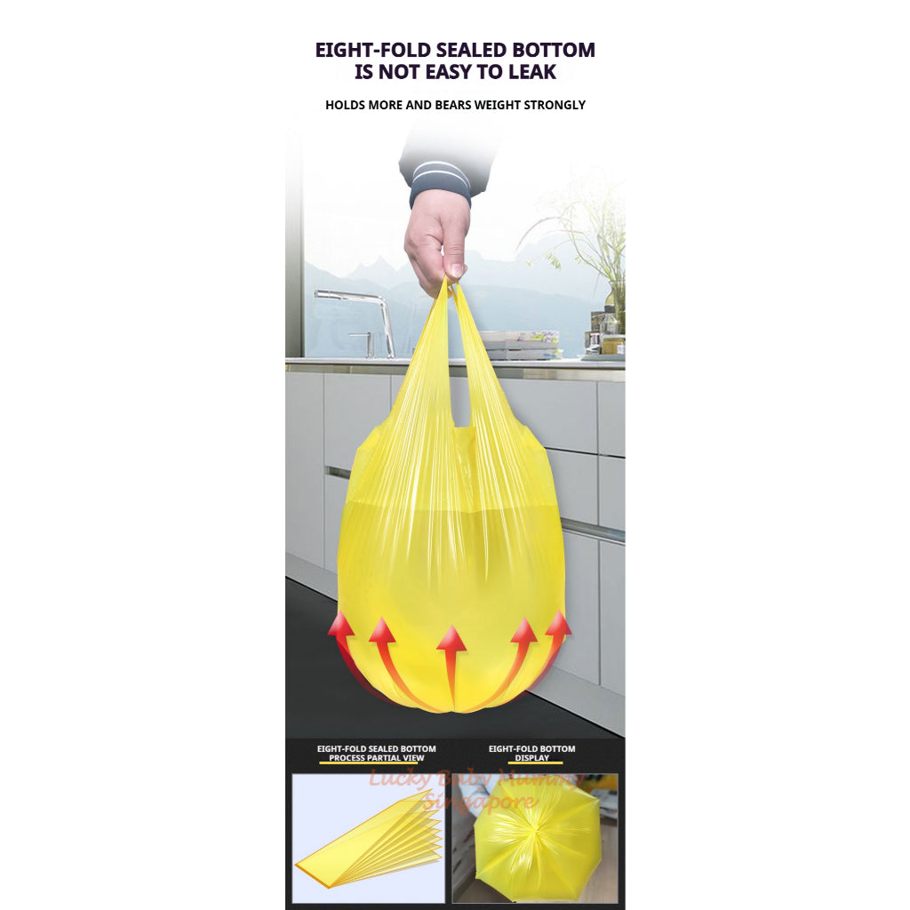 8-Fold Bottom Garbage Bag | Strong Vest Tie Trash Bag | Leak-Proof HDPE Waste Bag