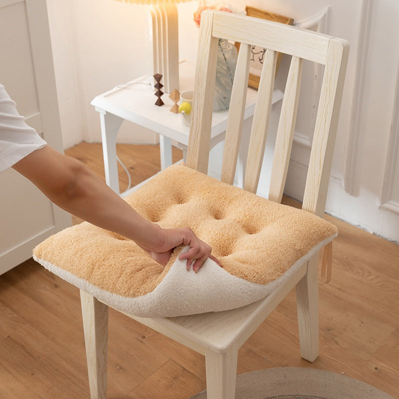 Fluffy Seat Cushion - Camel/White (Square)