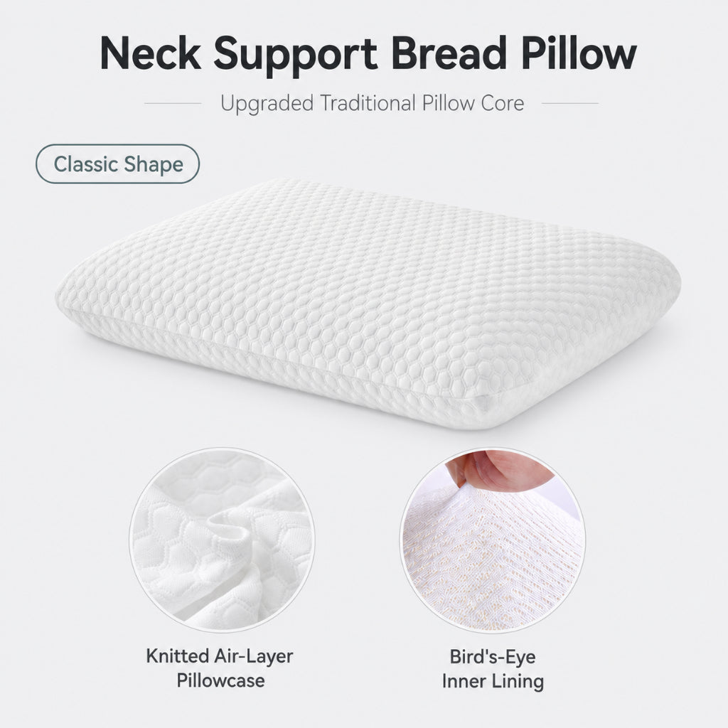 Neck Support Memory Foam Pillow - White 70x40x13cm