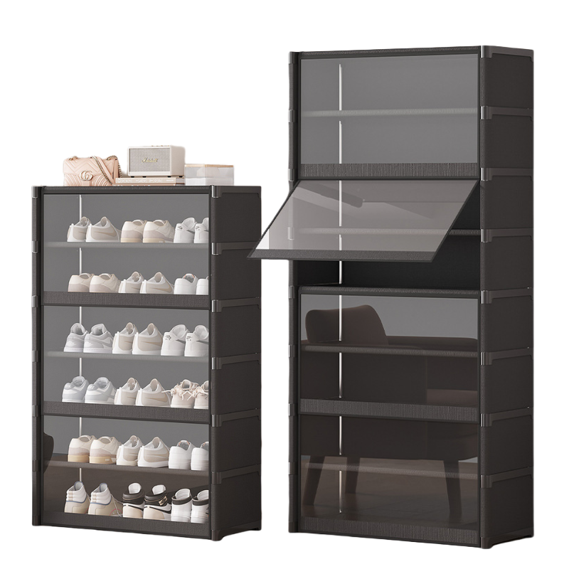 Flip Dustproof Shoe Cabinet with Clear Door